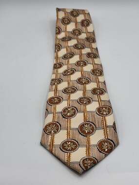 Valentino Rudy Italy 100% Silk Geometric Floral Medallion Tie